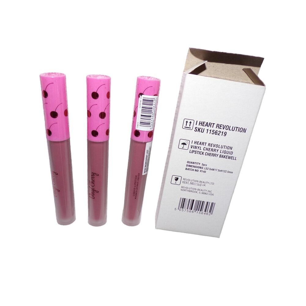 (3) Tubes I Heart Revolution Vinyl Cherry Lip Gloss New in Box - Picture 2 of 2